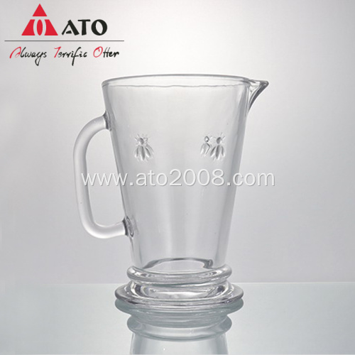 Clear glass reusable tea coffee cup with handle